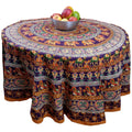 Handmade 100 Cotton Elephant Mandala Floral 81 Round Tablecloth Burgundy Mustard 72 Inches Round