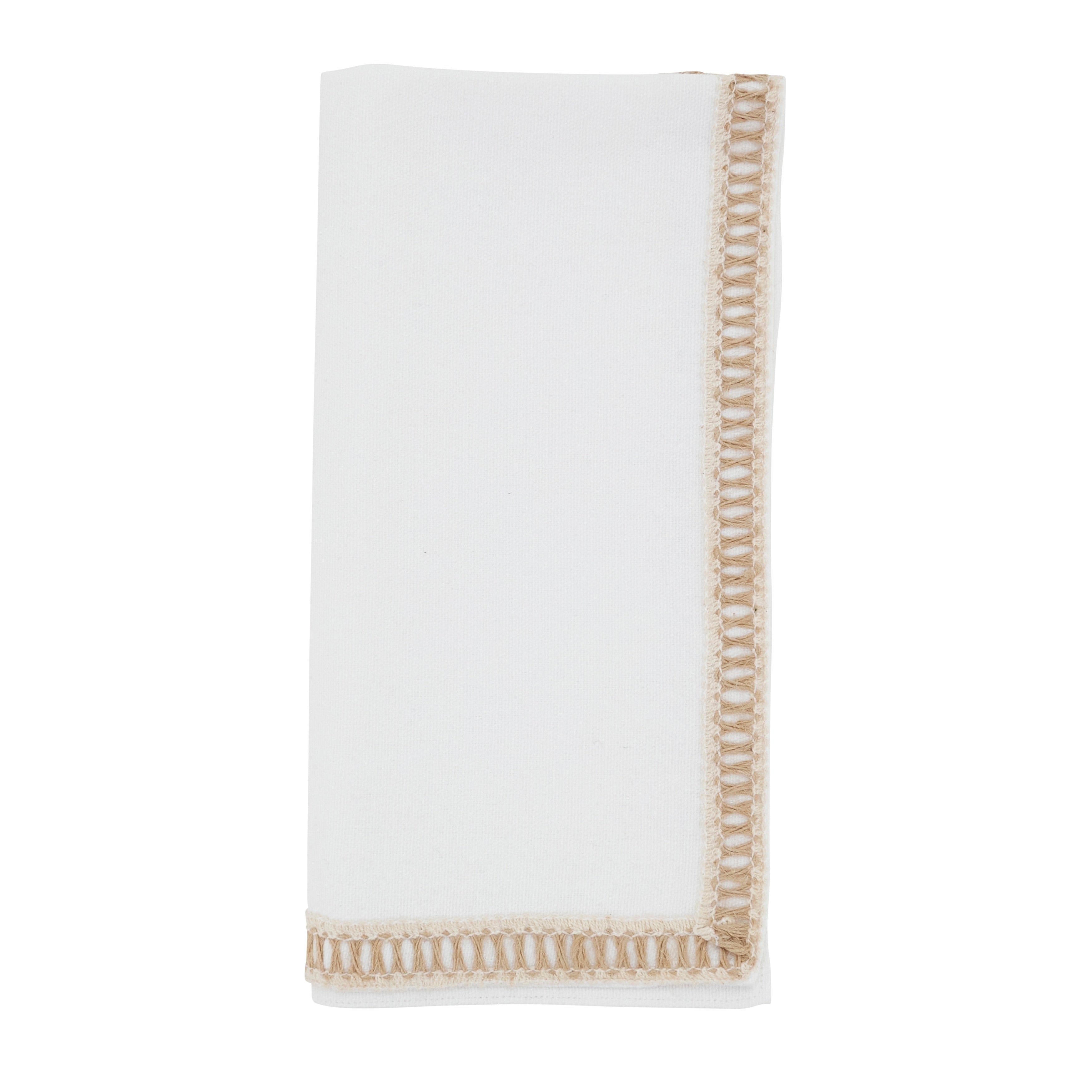 Cotton Decorative Napkins Set Of 4 Open Stitch Border Detail For Dining And Entertaining 20 X20
