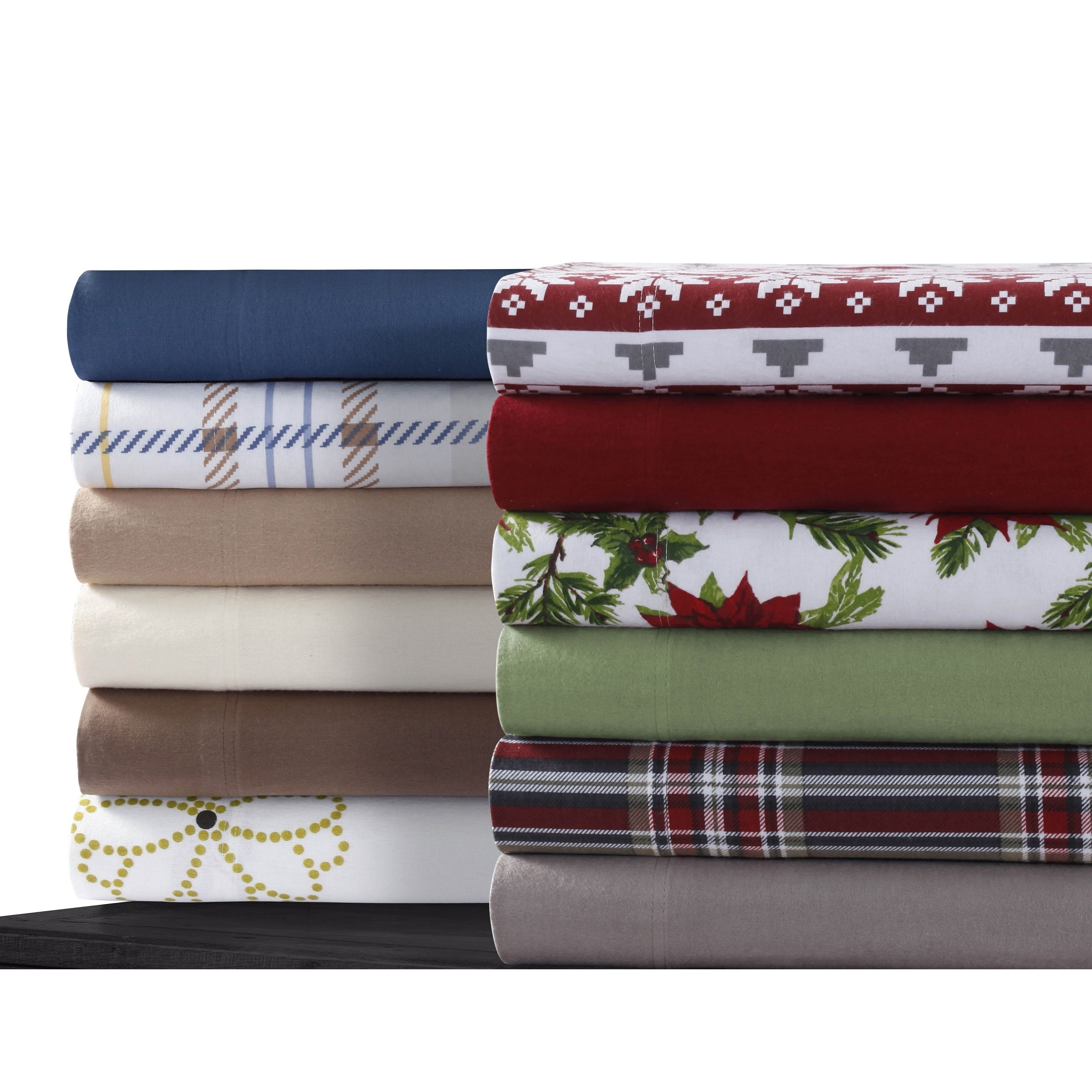Cotton Flannel Extra Deep Pocket Sheet Set With Oversize Flat Sheet