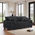 Cotton Flannel Sectional Sofa W Adjustable Headrests Pillows