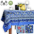 Handmade 100 Cotton Floral Tablecloth 90 Round Blue Olive Green