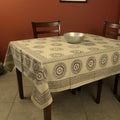 Cotton Floral Geometric Circle Print Tablecloth Rectangle 60X90 Green Off White 60 X 90 Inches