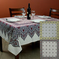 Cotton French Country Geometric Tablecloth Square 72 X 72 Inches Table Linen