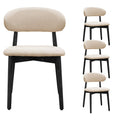 Cotton Linen Fabric Upholstered Dining Chair With Black Solid Wood Legs Armless Chair Set Of 4 For Kitchen Restaurant Living