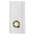 Cotton Napkins With Embroidered Ribbon Wreath Design Set Of 6