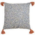 Cotton Pillow With Tasseled Doodle Design