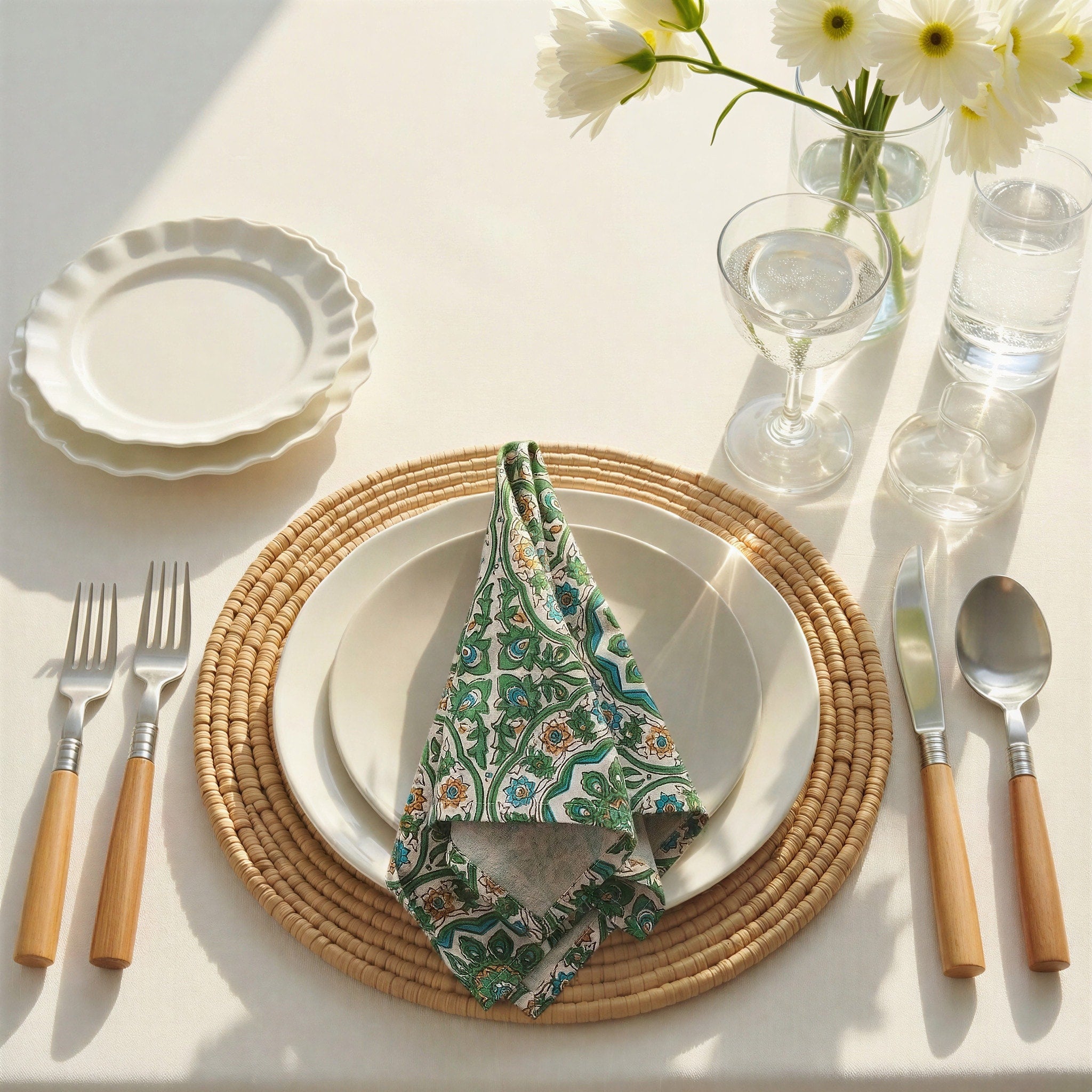 Cotton Printed Napkins With Patterns 18.0 L X 18.0 W X 0.25 H