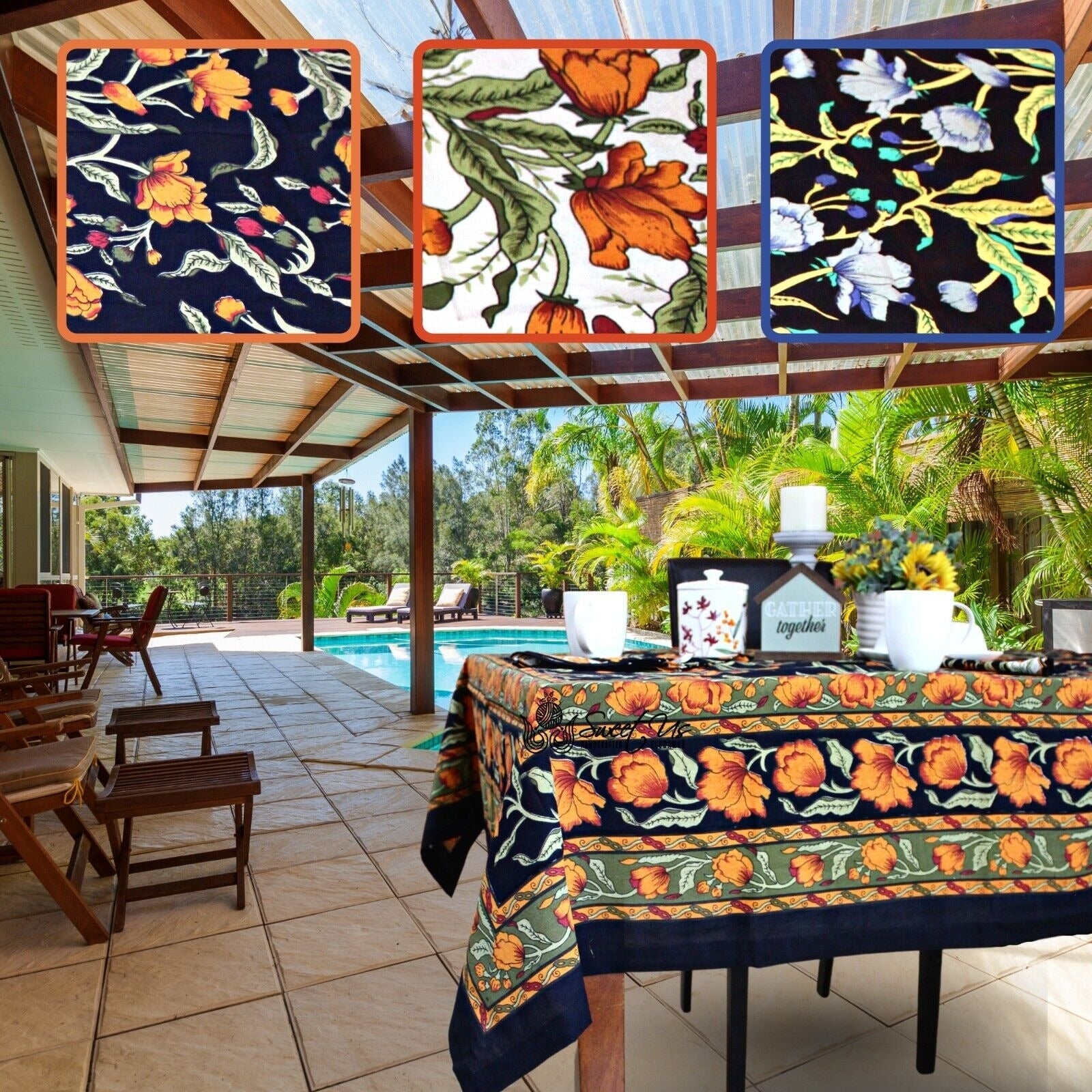 Beautiful Handmade 100 Cotton French Floral Print Tablecloth 60 Inches 72 Inch 90 Inch Round