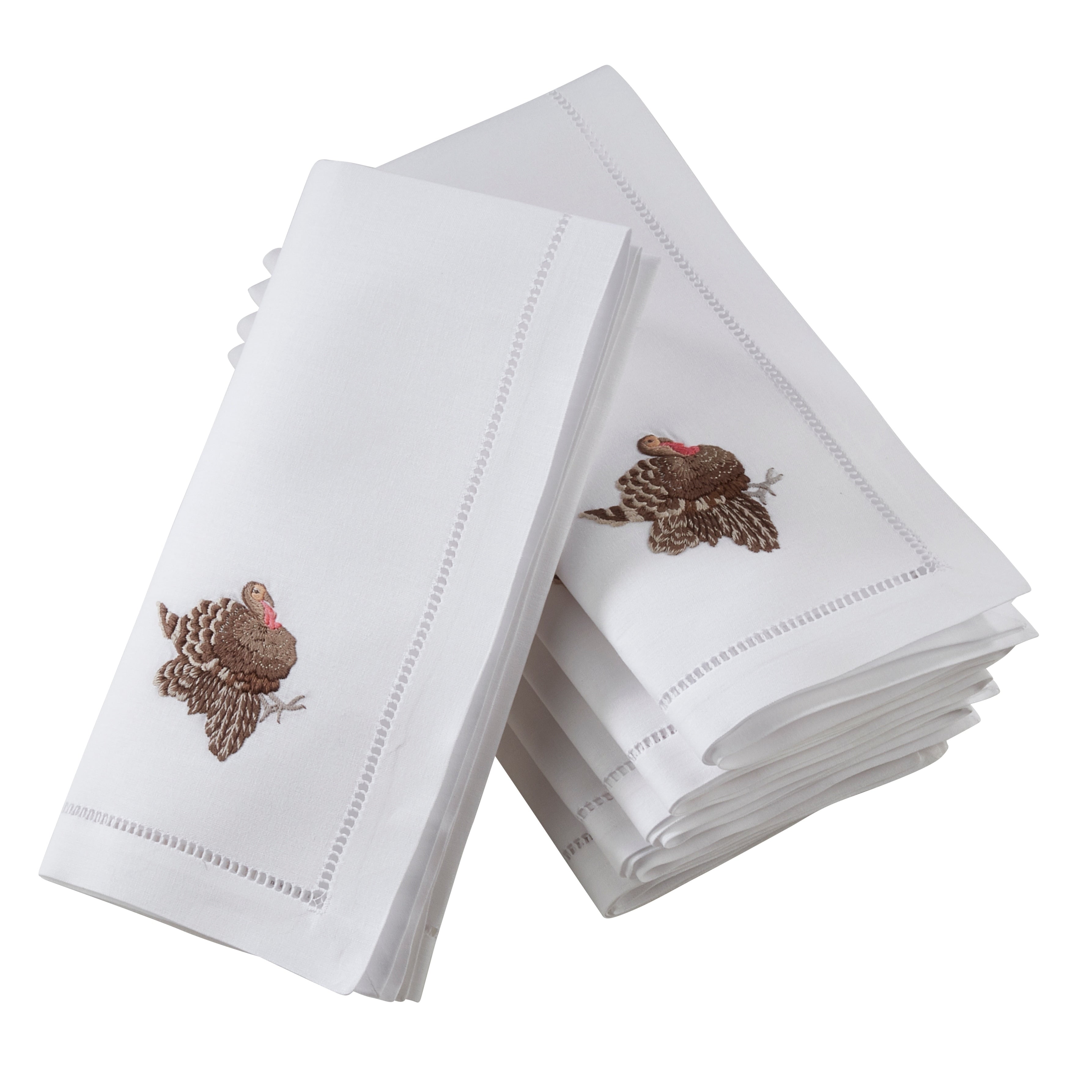 Saro Lifestyle Cotton Table Napkins With Embroidered Turkey Design Set Of 6