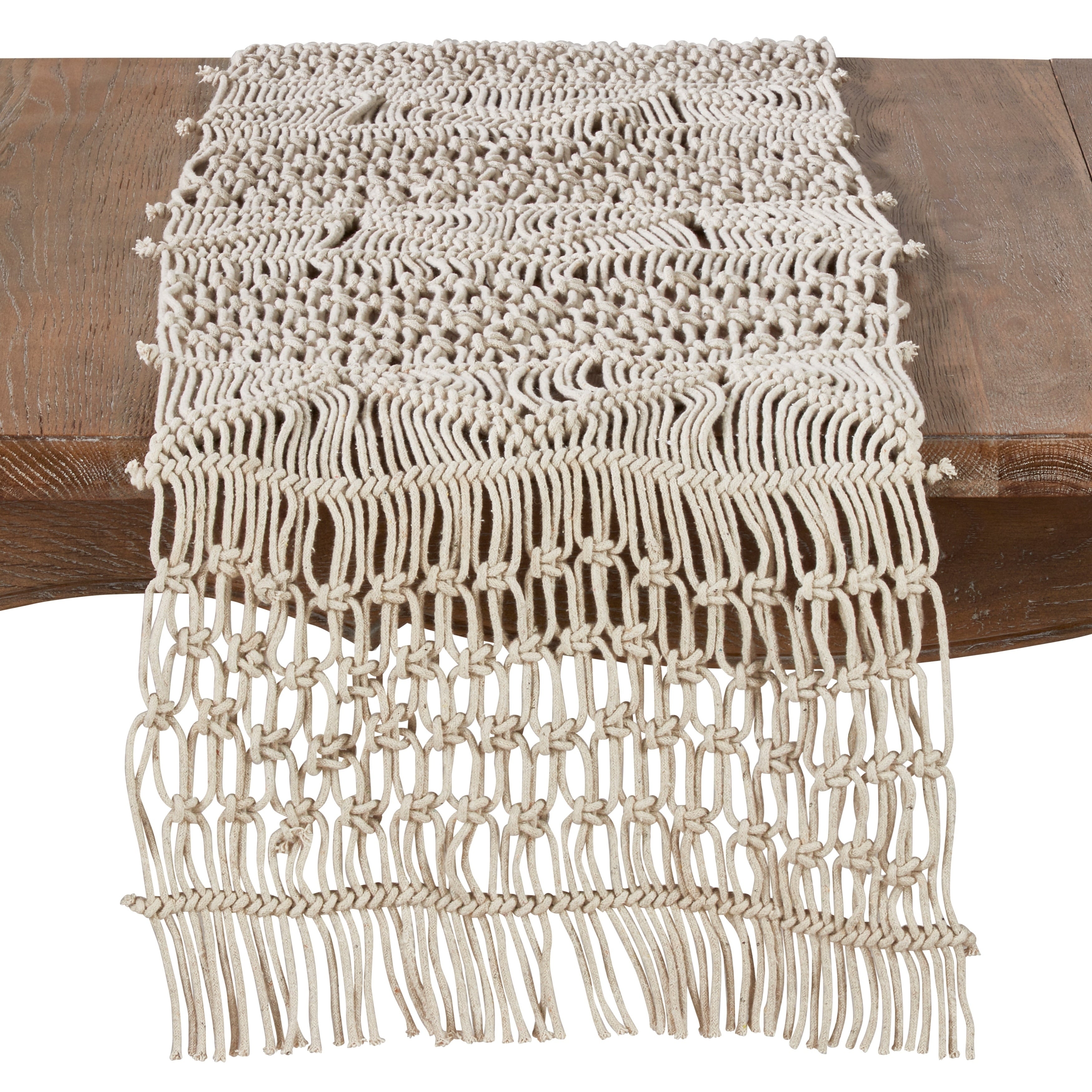 Cotton Table Runner With Macram Design