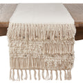 Saro Lifestyle Beige Cotton Table Runner With Sequin Moroccan Design