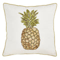 Saro Lifestyle White Beaded Pineapple Design Cotton 18 Inch Throw Pillow