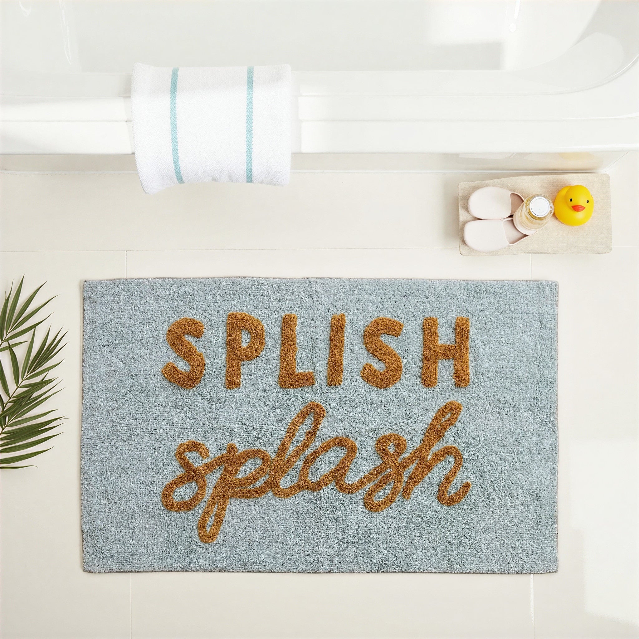Cotton Tufted Area Rug With Splish Splash Text 3 X 5