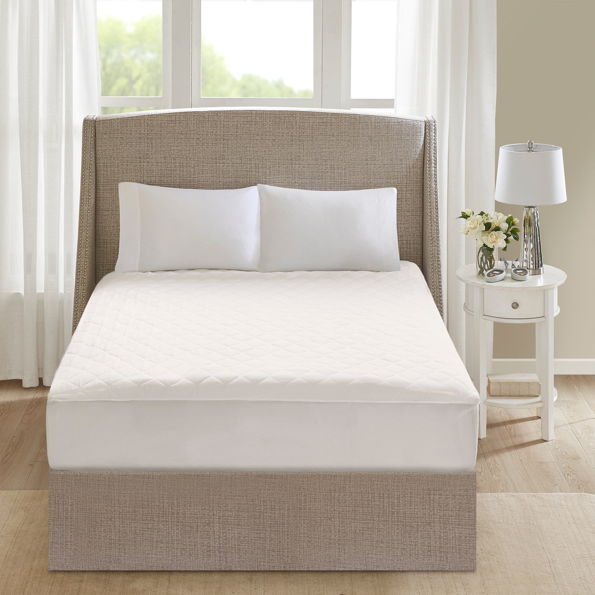 Beautyrest Cotton White Deep Pocket Heated Mattress Pad 20 Heat Settings