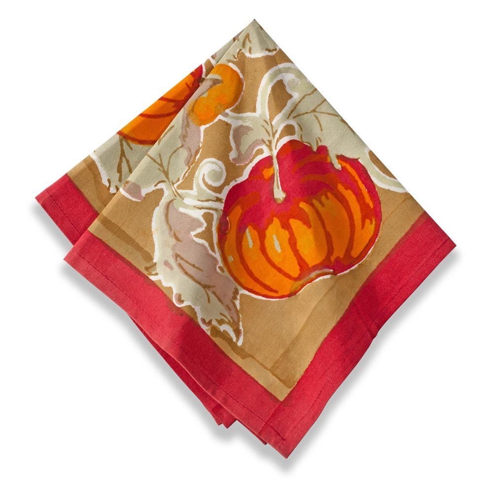 Couleur Nature Harvest Pumpkin Square Cotton Napkin Set Of 6