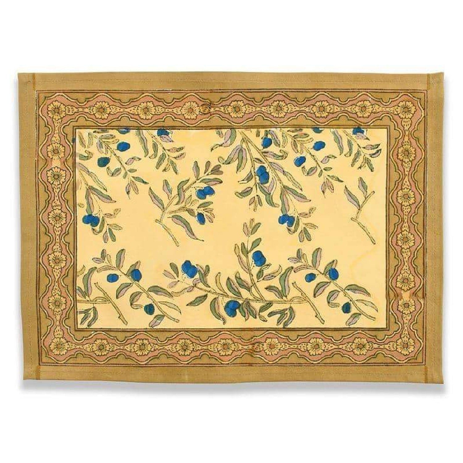 Couleur Nature Gold Blue Olive Tree Placemats Set Of 6