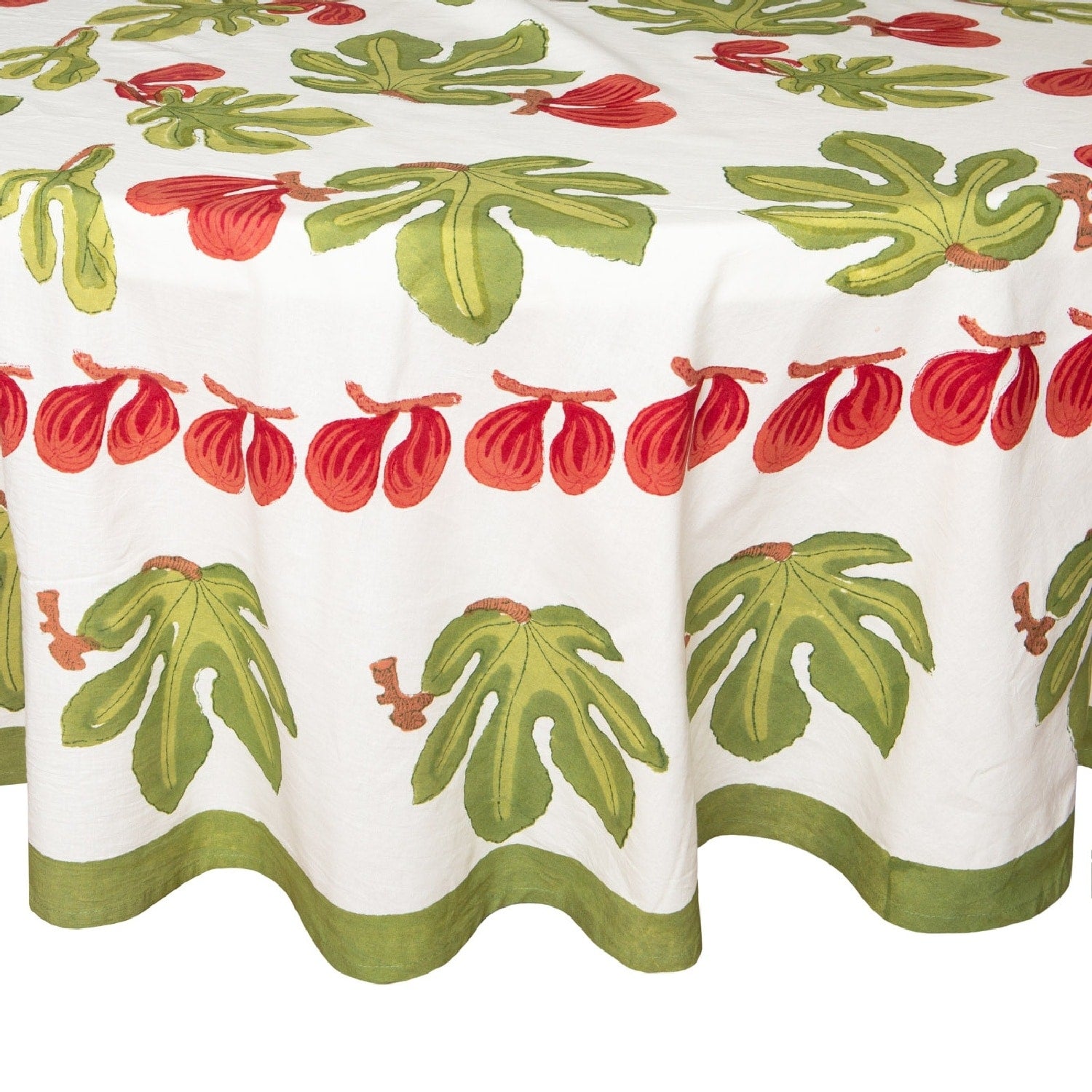 Couleur Nature Round Red Green Fig Tablecloth