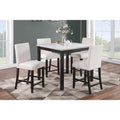 Counter Height 5Pc Dining Table Set White Finish Faux Marble Top