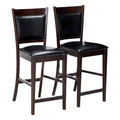 Counter Height Chair Vinyl Padded Seat Back Espresso Brown Set Of 2