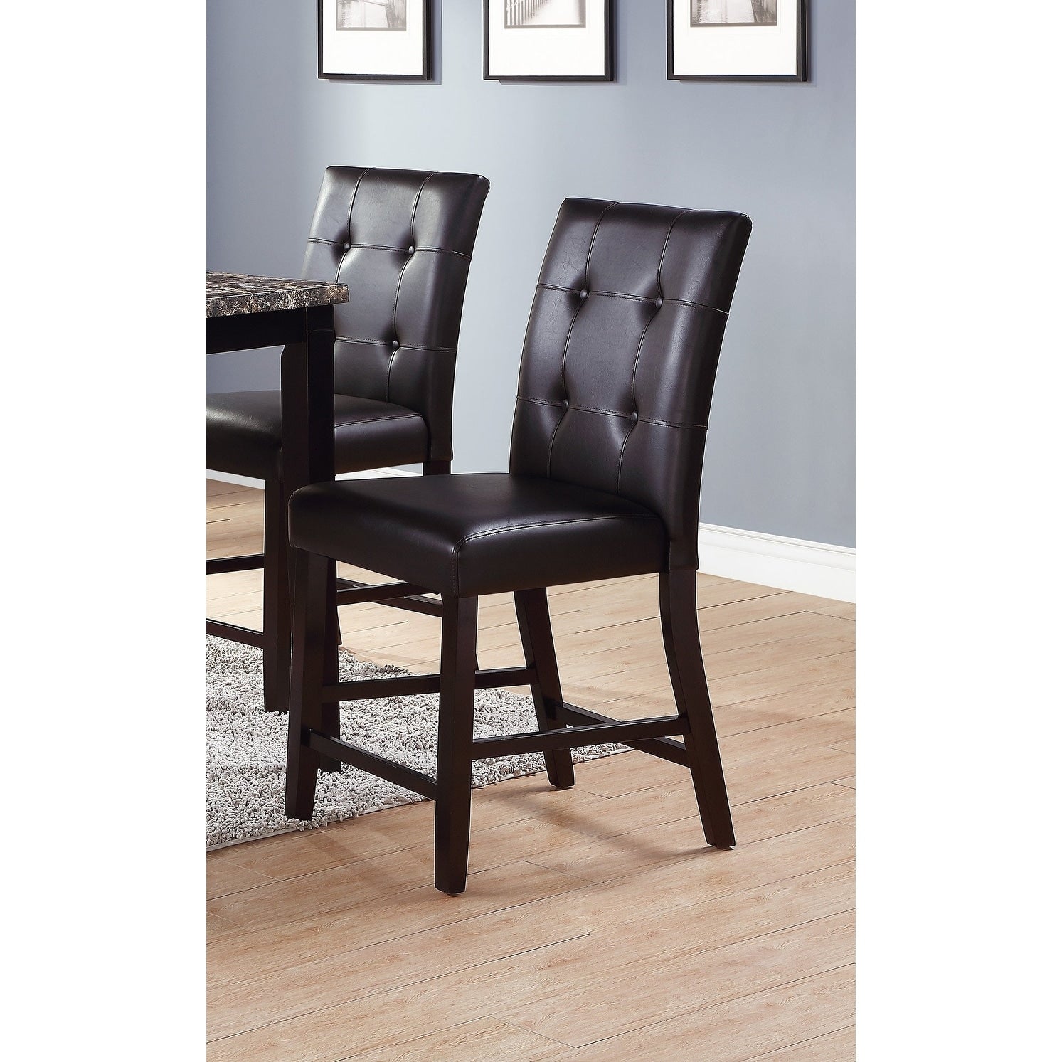 Counter Height Dining Chairs Faux Leather Upholstered Espresso Finish