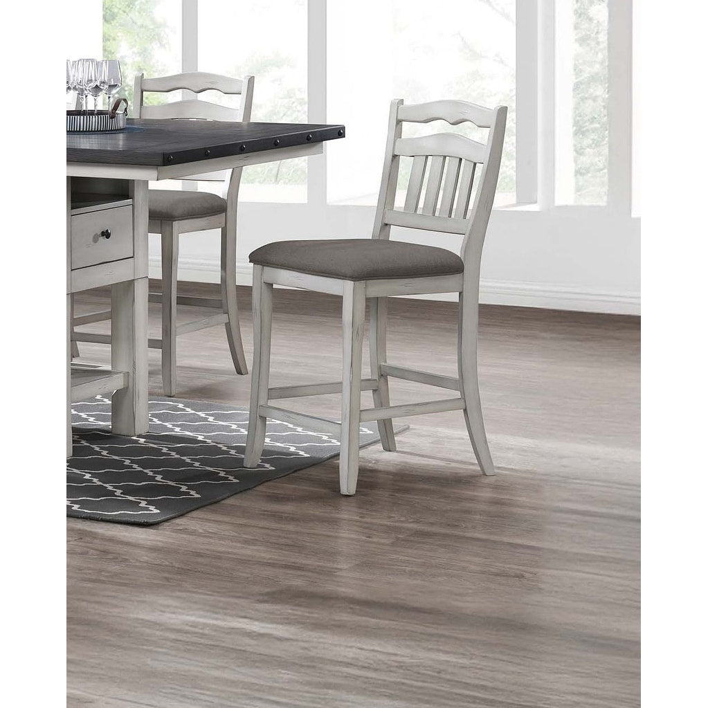Counter Height Dining Chairs Upholstered Seat Antique White Finish