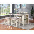 Counter Height Dining Set 5Pc 1X Table 2X Stool 2X Chairs White Finish