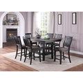 Counter Height Dining Table Set 7Pc Upholstered Seats Black Finish