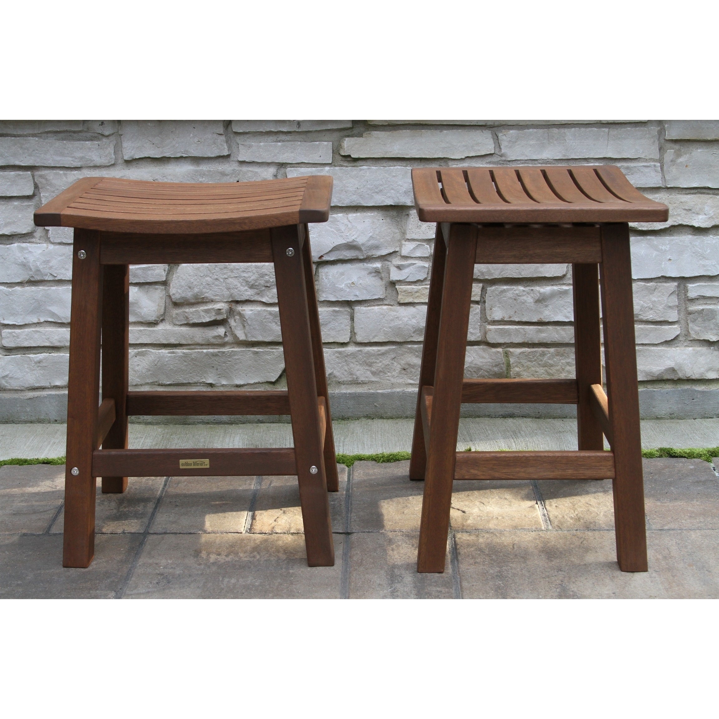 Havenside Home Eilaf Counter Height Eucalyptus Saddle Stools Set Of 2