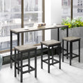 Counter Height Extra Long Dining Table Set With 3 Stools Pub Kitchen Set Side Table With Footrest Gray