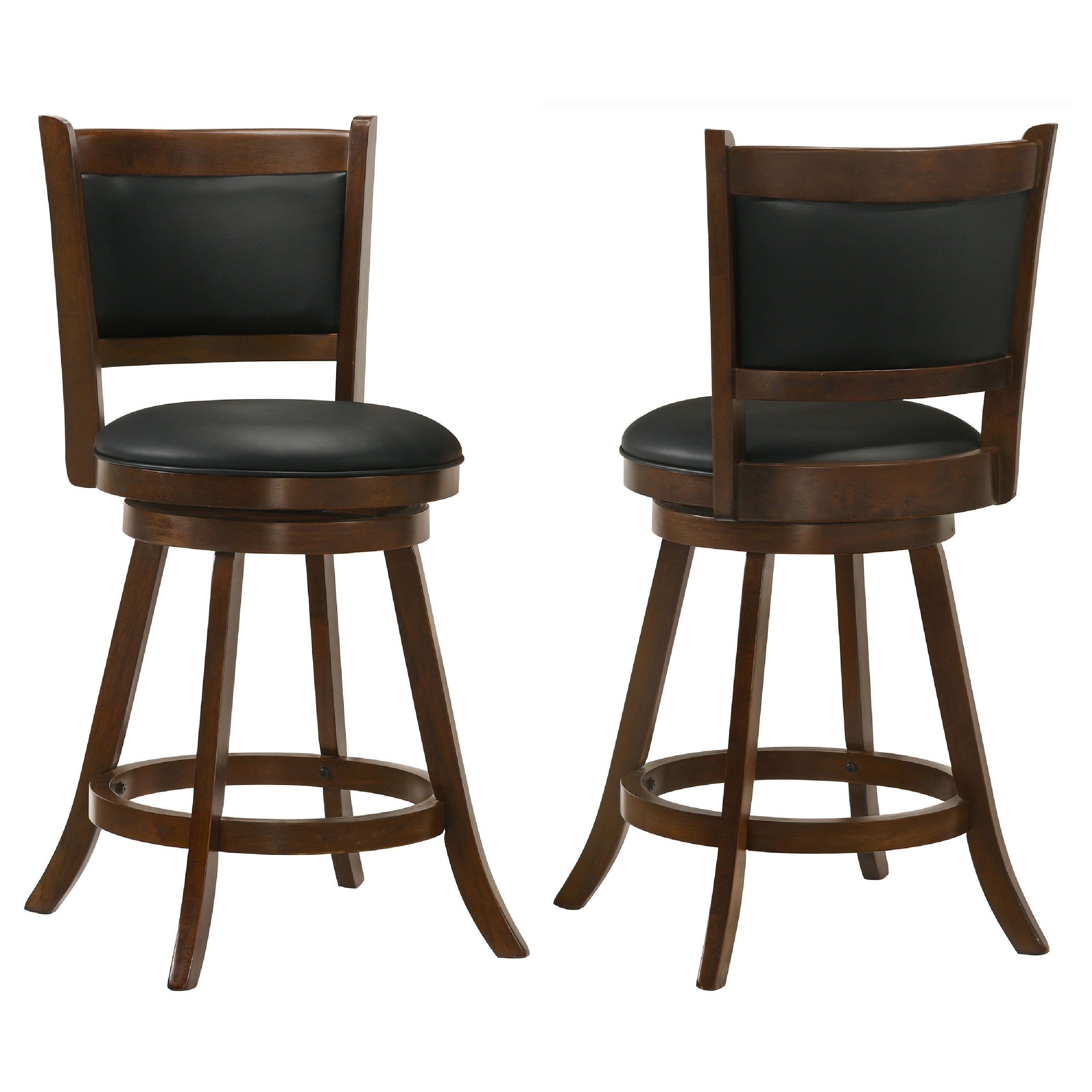Counter Height Stool With Upholstered Seat Brown Set Of 2