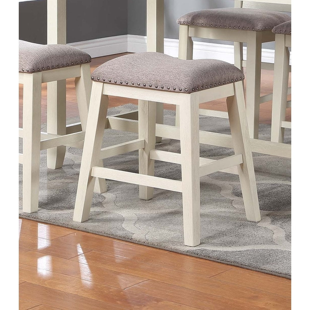 Counter Height Dining Stool Nailhead Trim White Finish