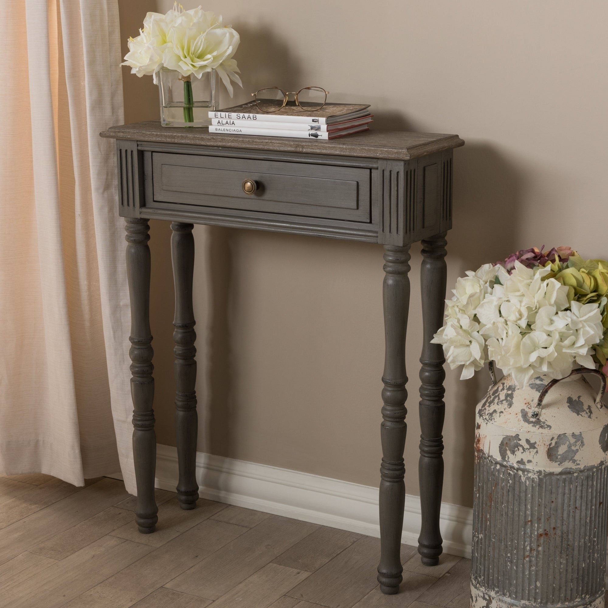Country Cottage Brown 1 Drawer Console Table By Baxton Studio