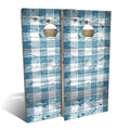 Country Living Blue Checkered Cornhole Set Choose Your Size