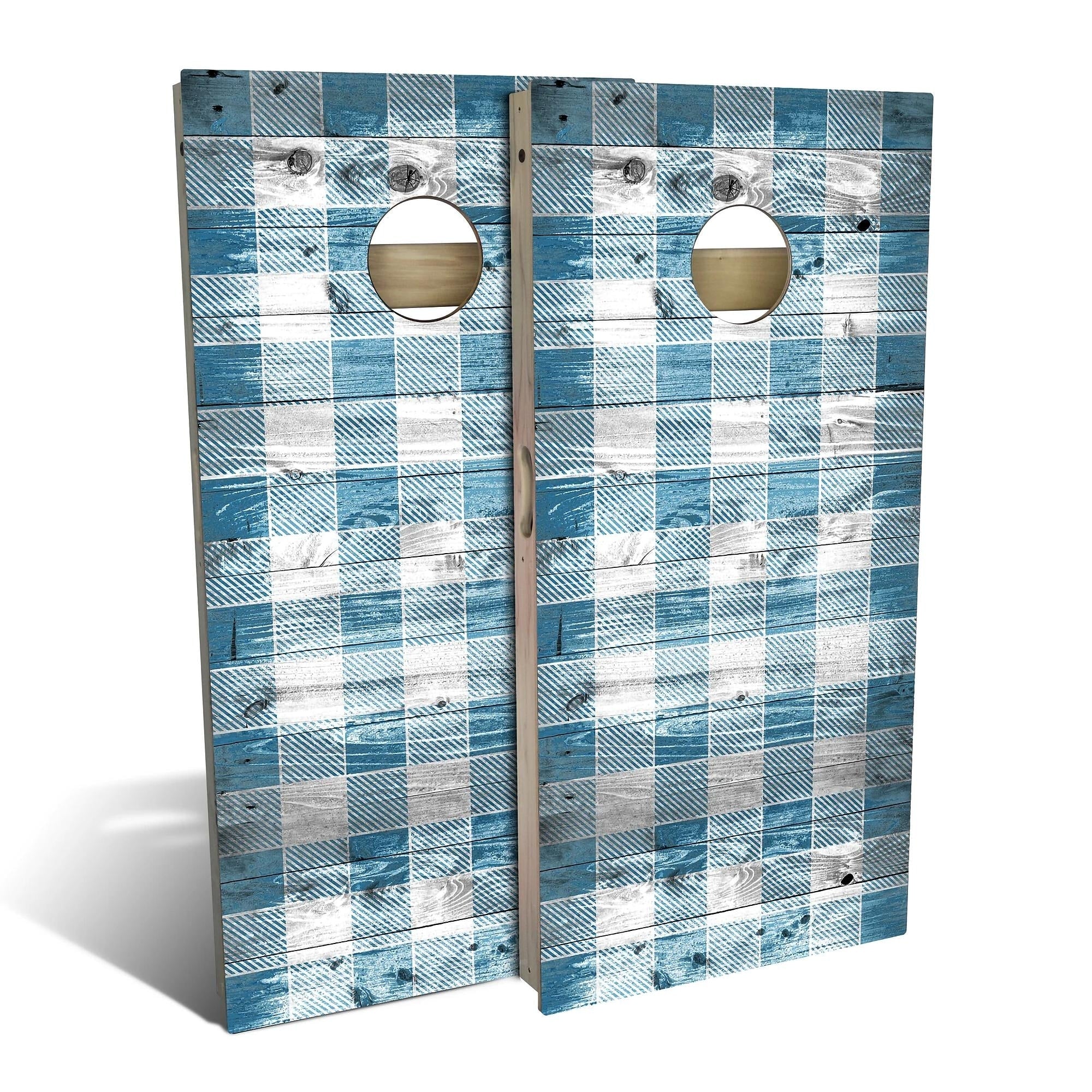 Country Living Blue Checkered Cornhole Set Choose Your Size