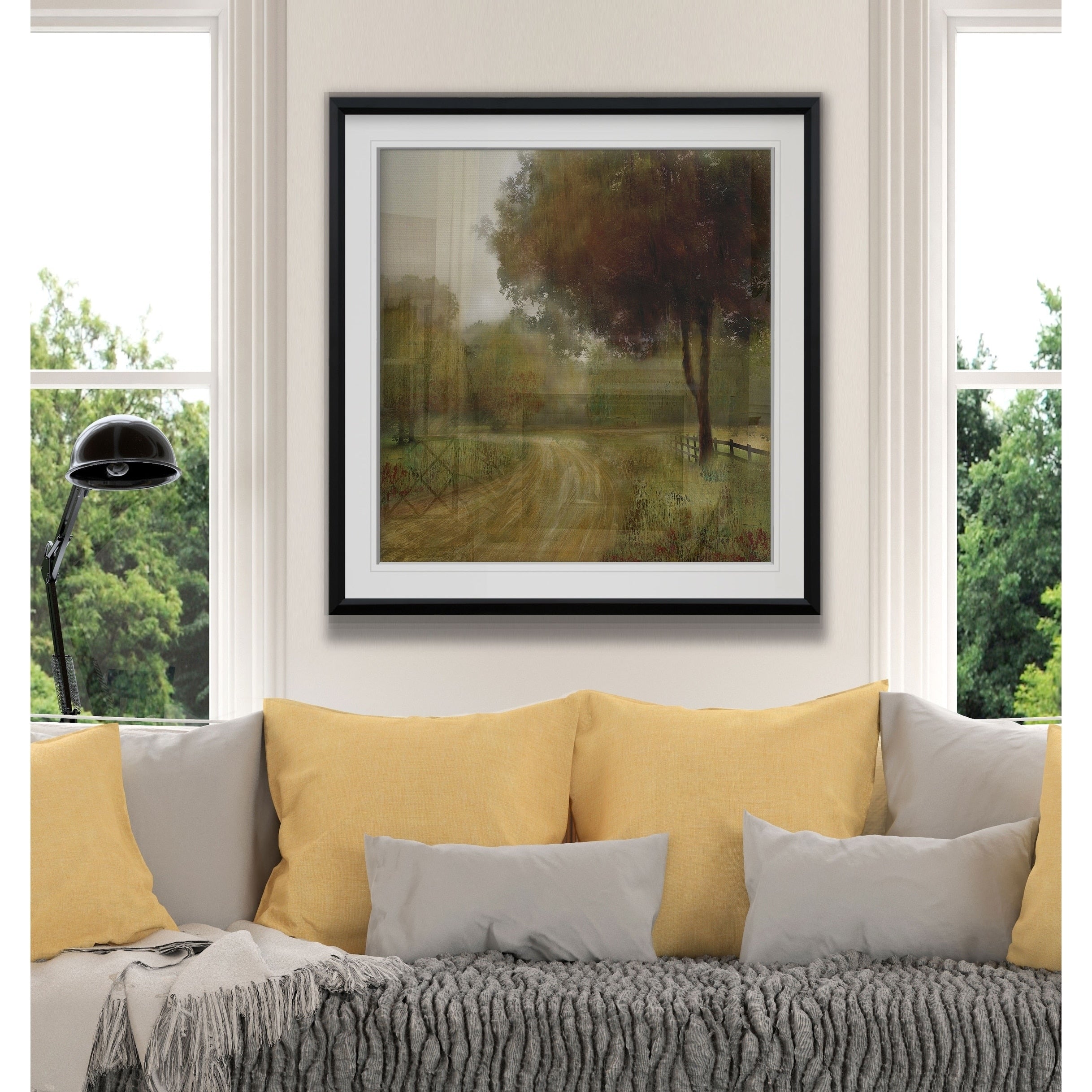 Country Road Custom Framed Print Blue White Grey Yellow Green Silver Gold