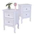 Country Style End Table Night Stand With 2 Drawers Wood Side Table Set Of 2