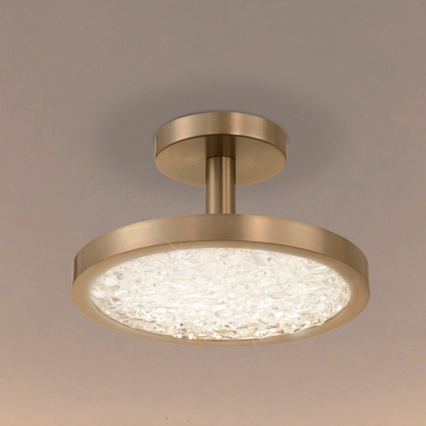 Courtney 12 Inch Champagne Gold 5Cct Led Convertible Pendant With Clear Water Glass