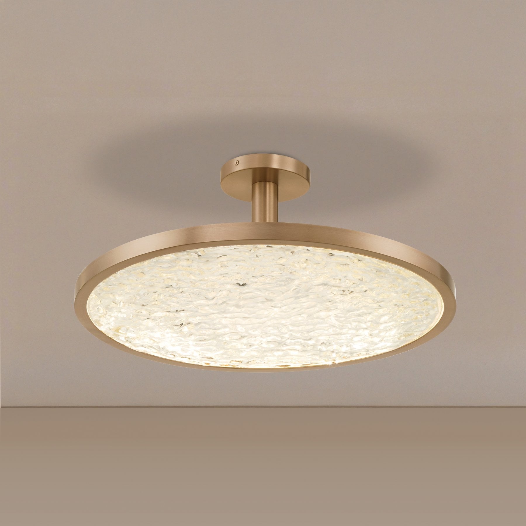 Courtney 24 Inch Champagne Gold 5Cct Led Convertible Pendant With Clear Water Glass