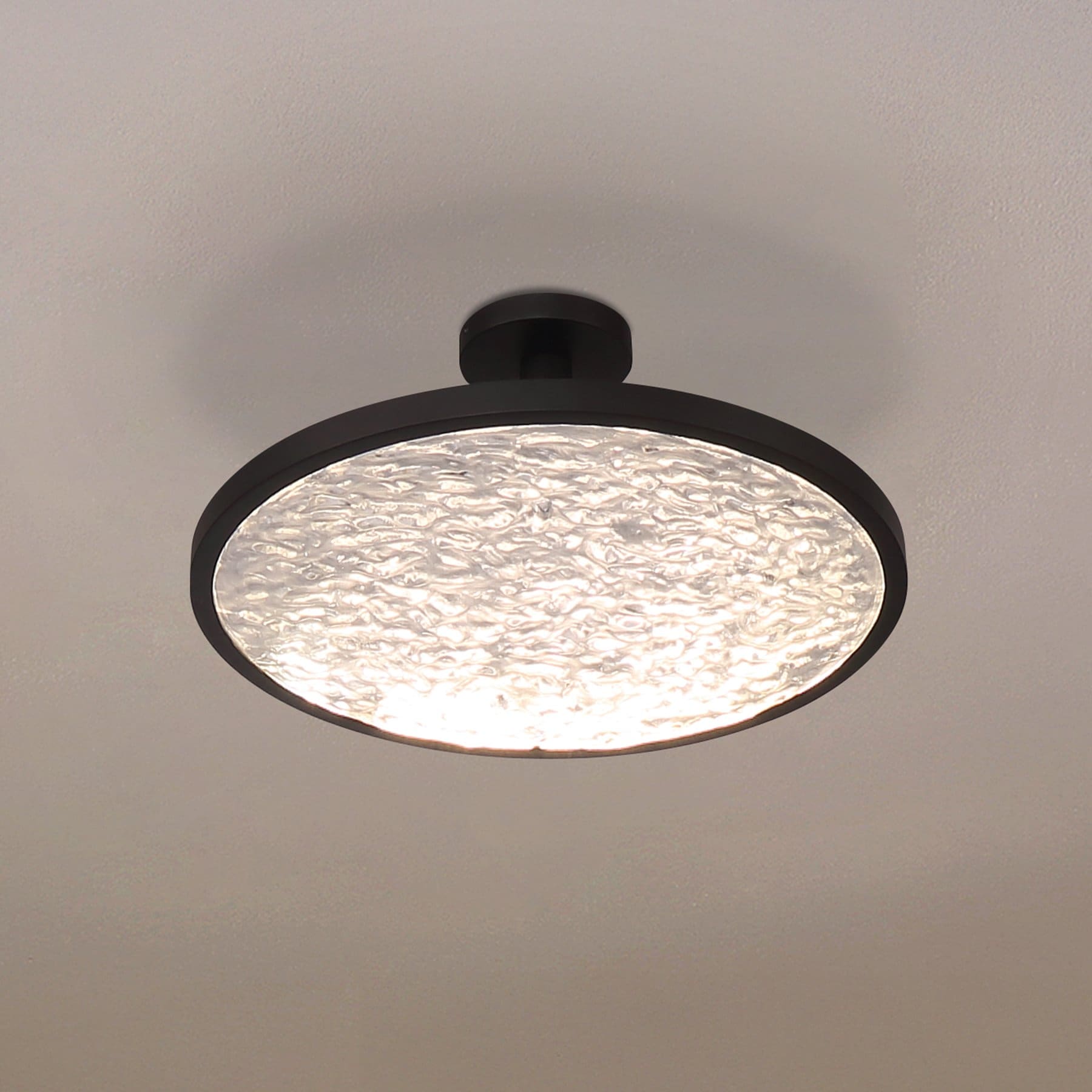 Courtney 24 Inch Textured Black 5Cct Led Convertible Pendant With Clear Water Glass