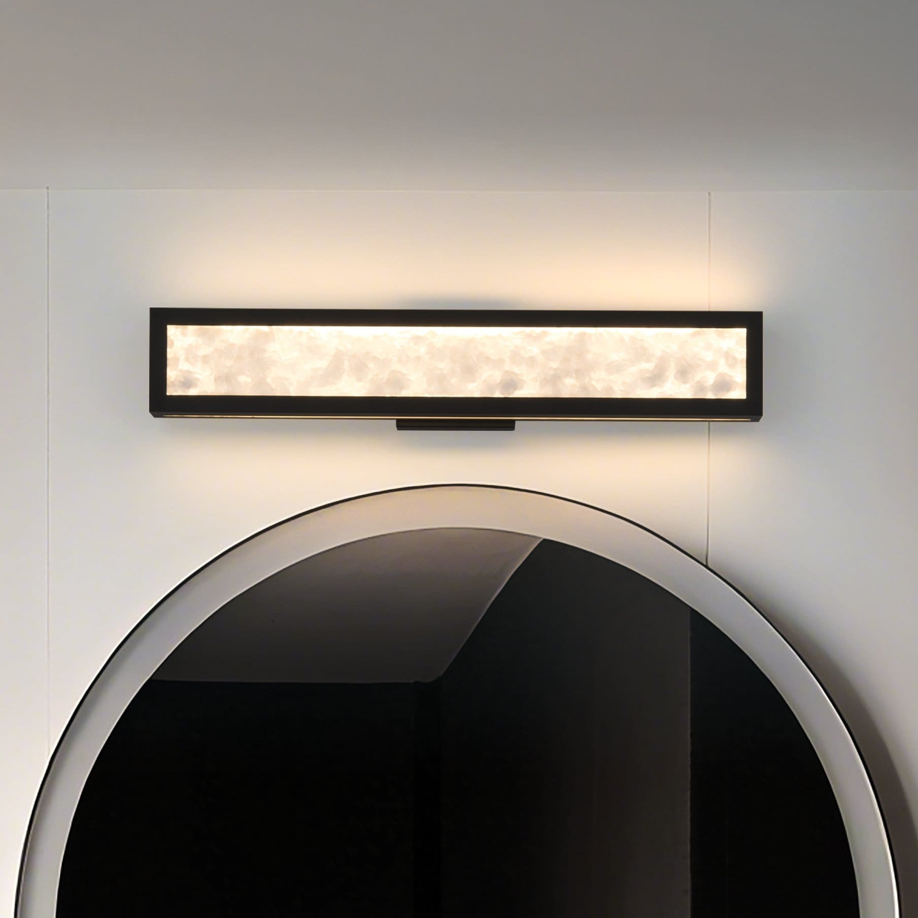 Courtney 24 Inch Textured Black 5Cct Led Vanity Light With Clear Water Glass