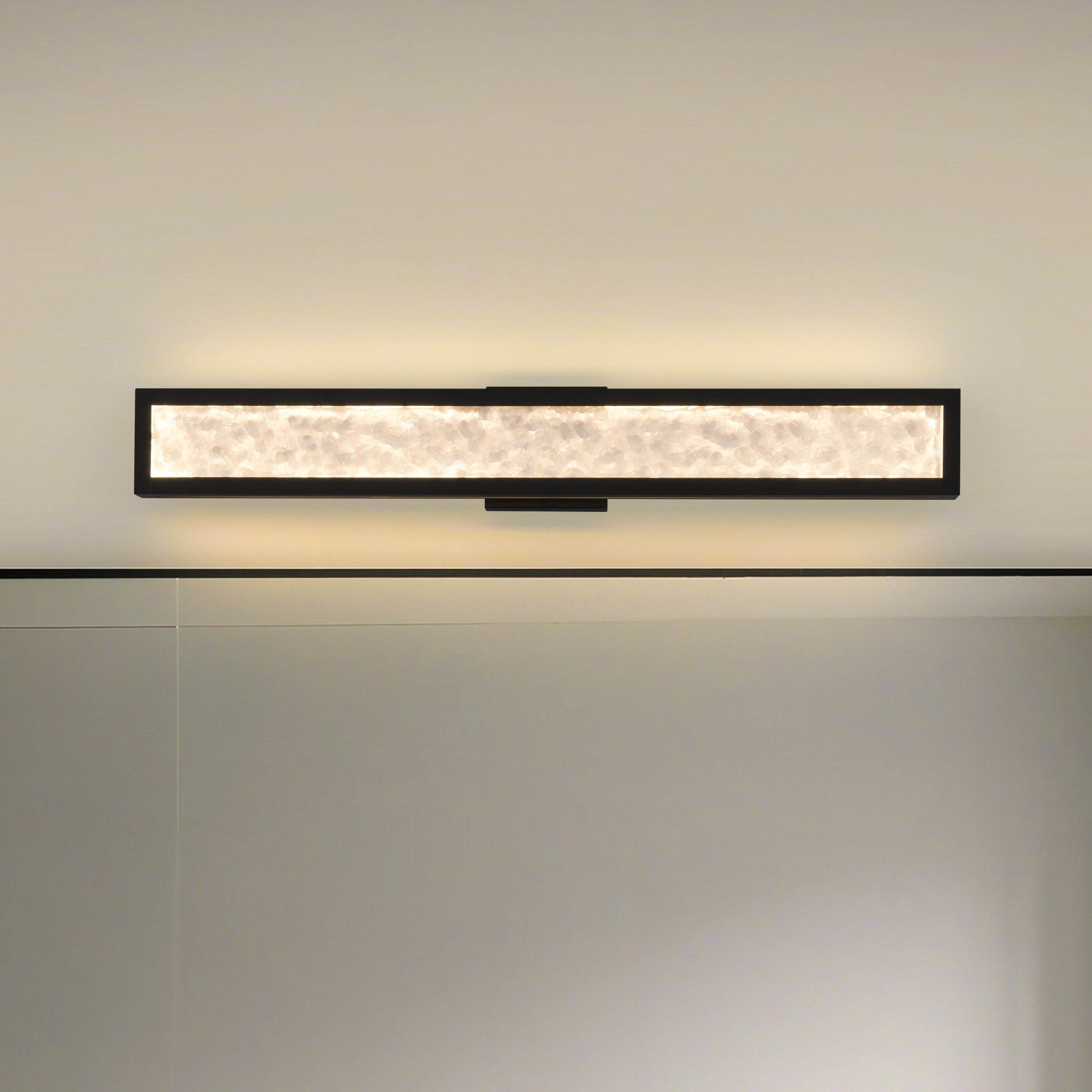 Courtney 32 Inch Textured Black 5Cct Led Vanity Light With Clear Water Glass
