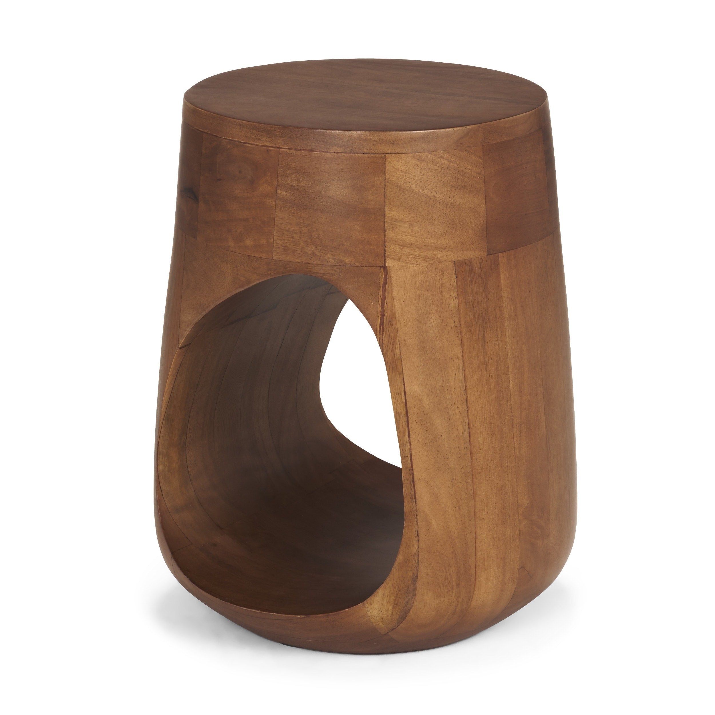 Cove Light Medium Dark Brown Sculptural Open Side Table 14.0L X 14.0W X 18.0H