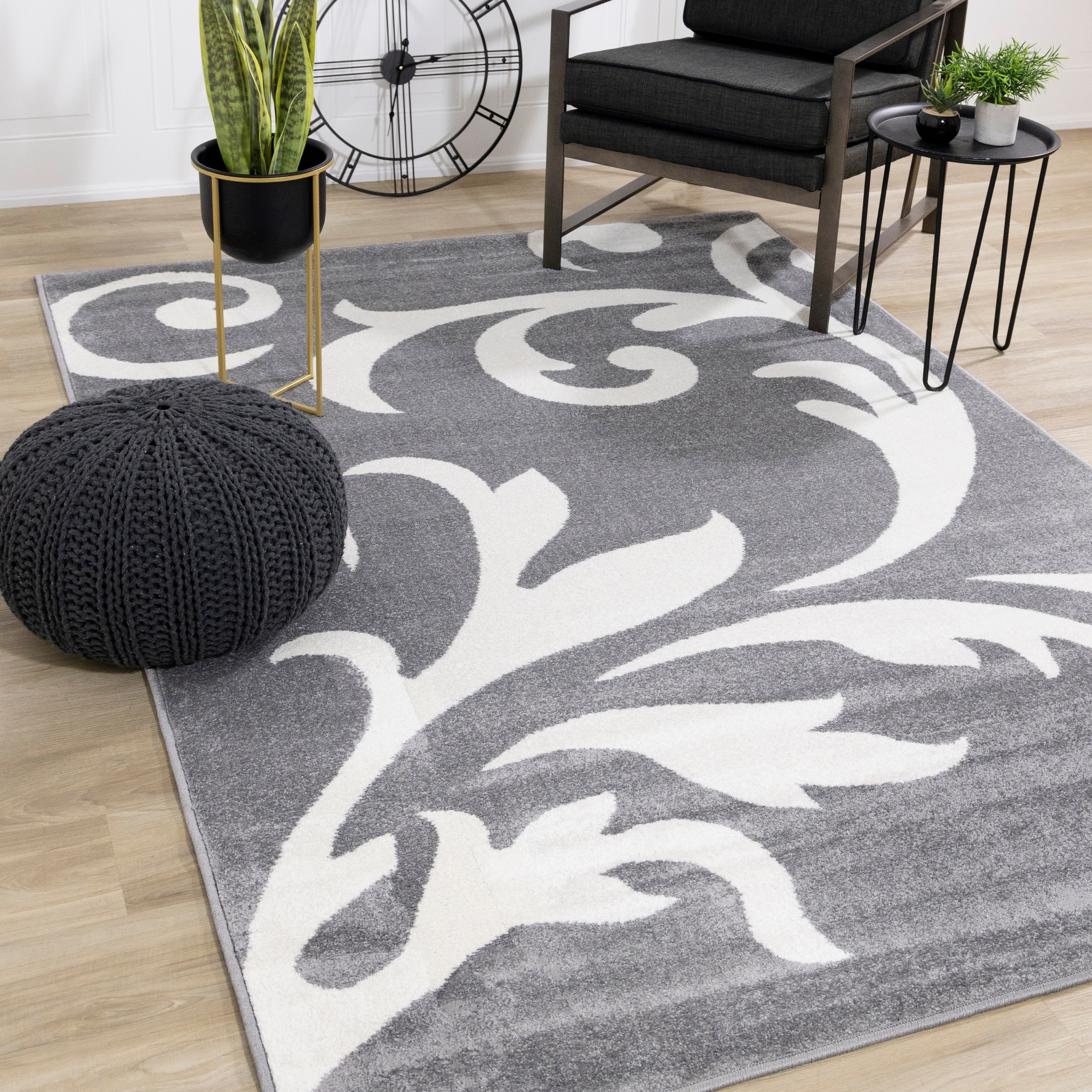 Siecle Grey Cream Zoom Swirl Rug