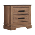 Covy Nightstand 2 Drawers W Bar Handles Bracket Feet Natural Brown