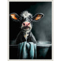 Cow In Bathtube 3 By Justyna Jaszke Framed Canvas Wall Art