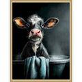 Cow In Bathtube 3 By Justyna Jaszke Framed Mounted Canvas Wall Art Print