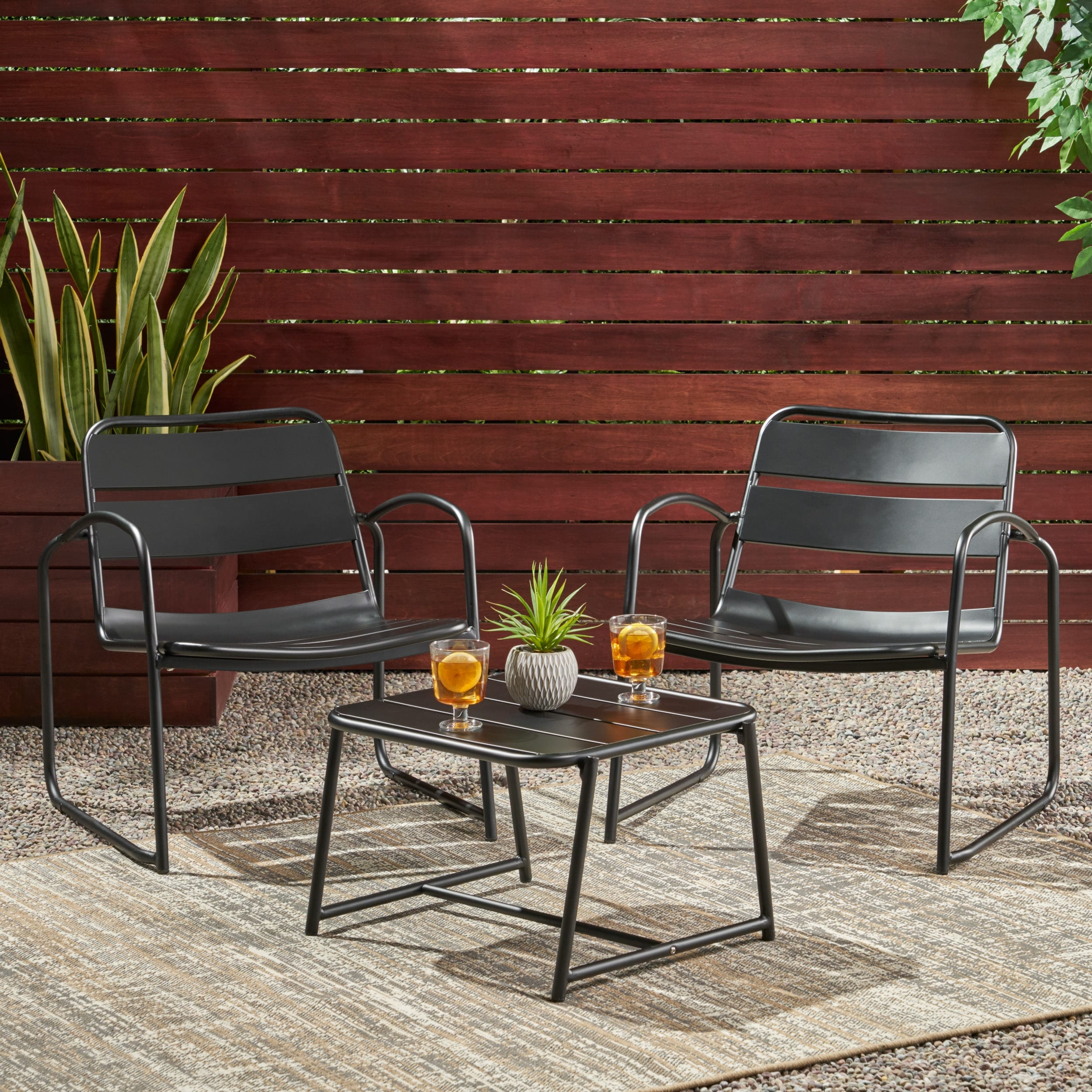 Cowan Outdoor Modern 2 Seater Chat Set By Christopher Knight Home