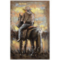 Cowboy Mixed Media Iron Hand Painted Dimensional Wall Art