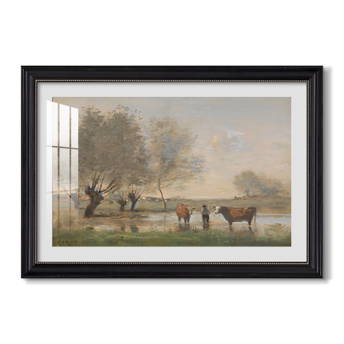 Cows In A C 1873 1874 Jean Baptiste Camille Corot Custom Framed Print