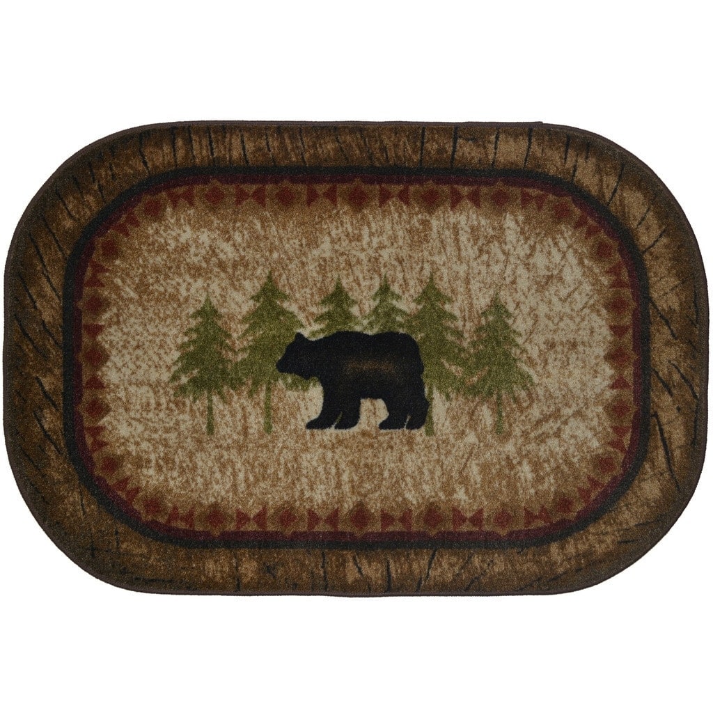 Birch Bear Brown Nylon Kitchen Accent Non Slip Lodge Cabin Mat 18 X 38